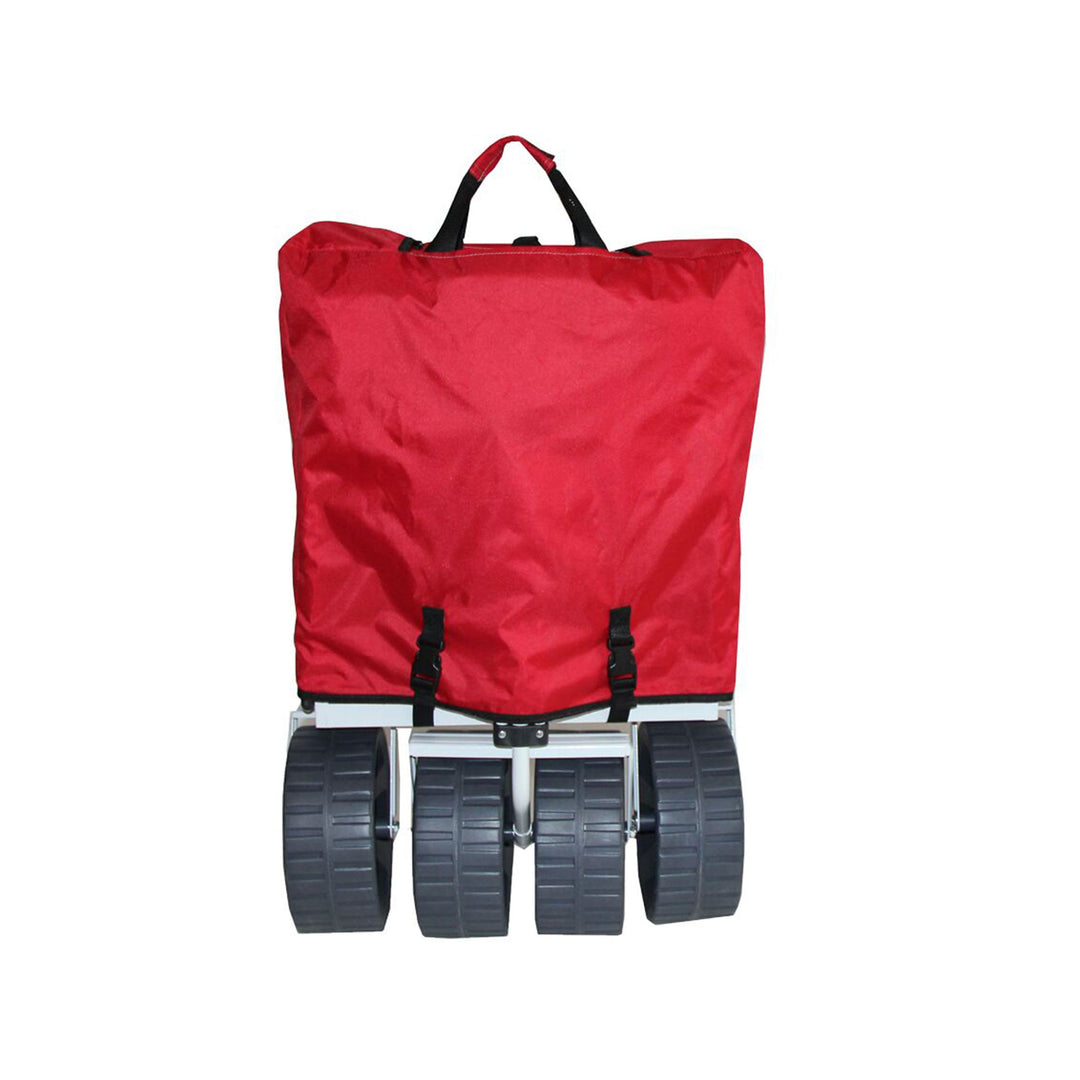 Mac Sports Collapsible All Terrain Beach Utility Wagon Cart with Table, Red - VMInnovations