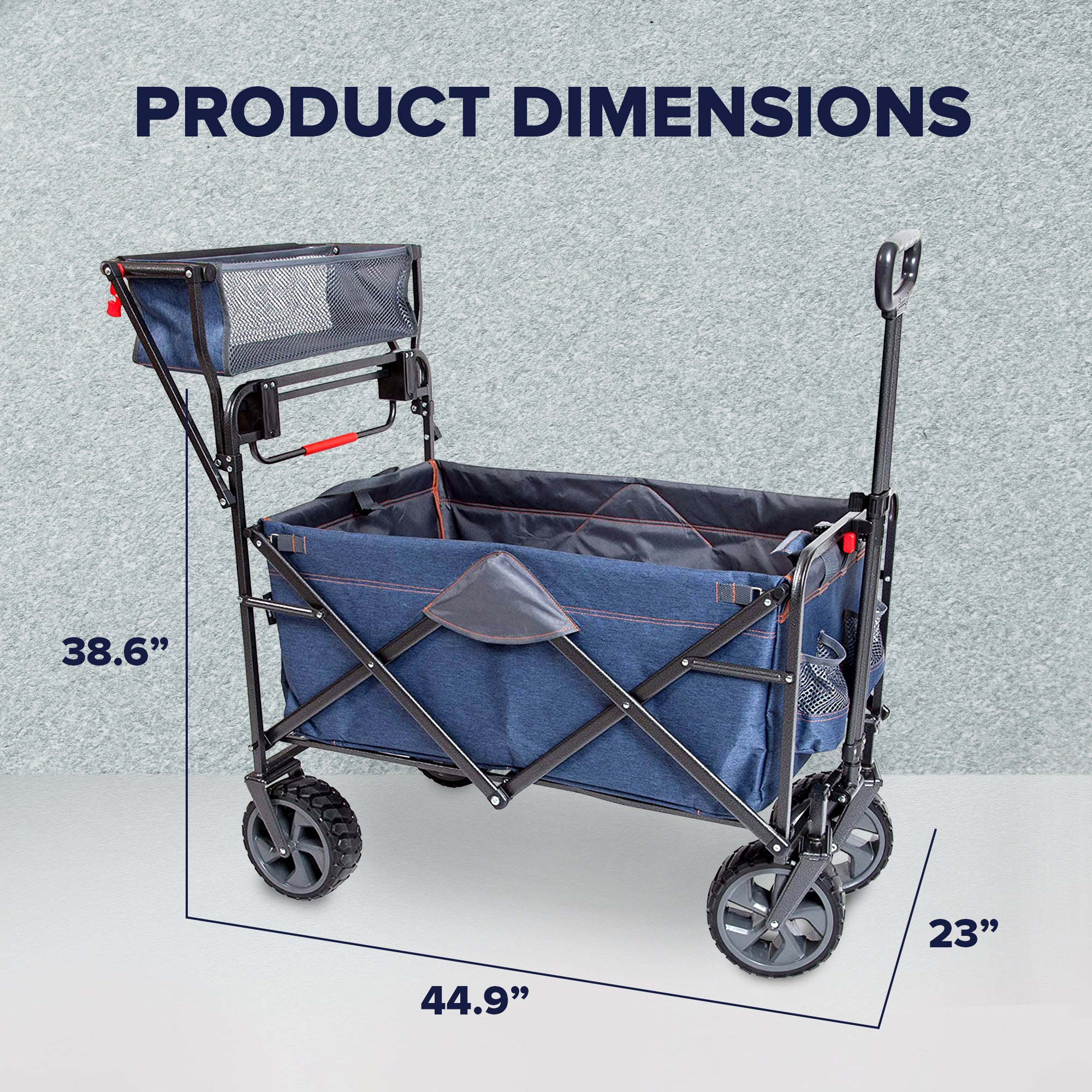 Mac Sports Collapsible Folding Push Pull Utility Cart Wagon, Blue (For Parts) - VMInnovations
