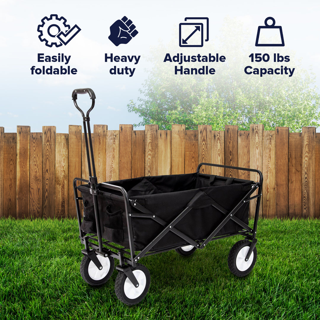 Mac Sports Collapsible Frame Outdoor Garden Utility Wagon Cart, Black (Used)