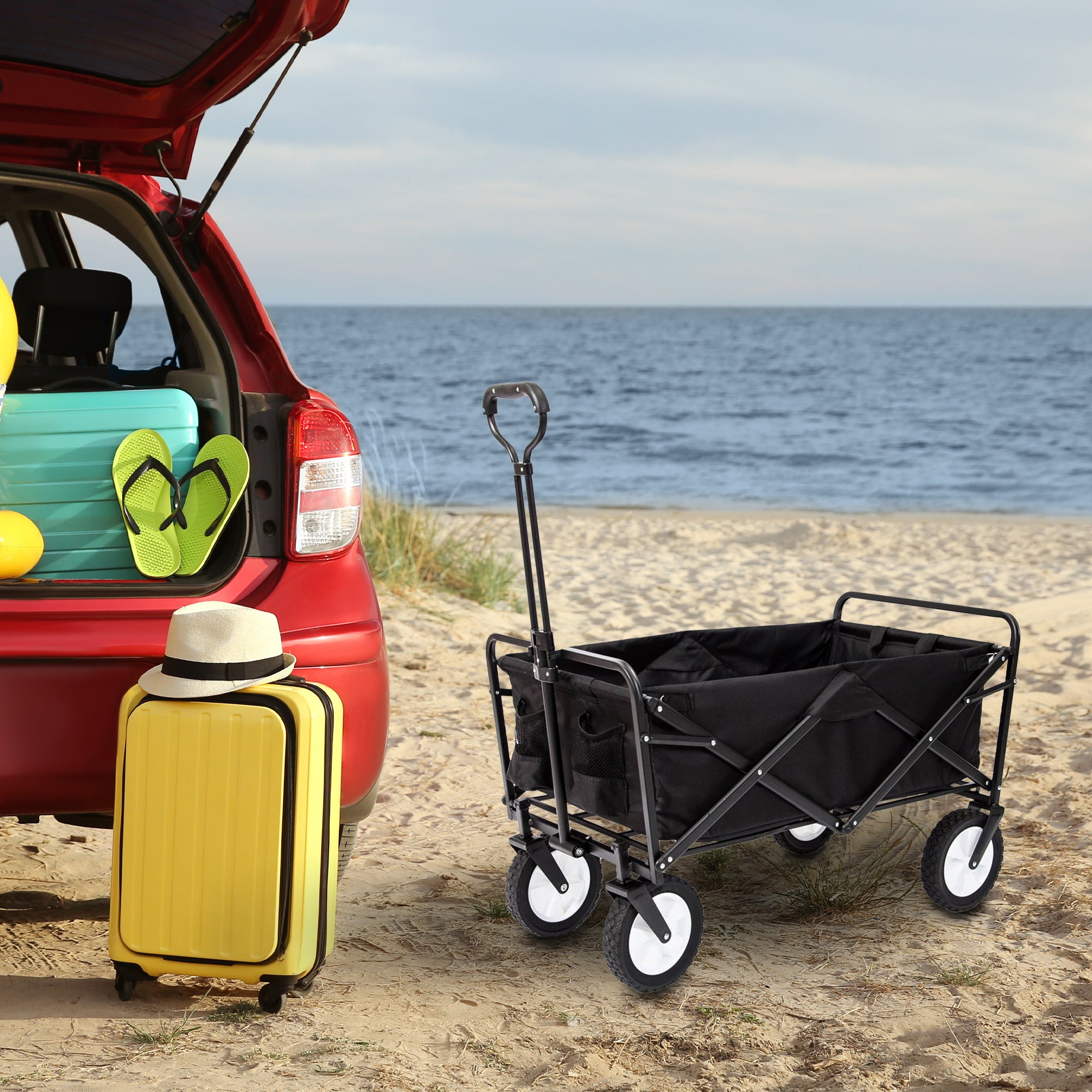 Mac Sports Collapsible Folding Steel Outdoor Garden Utility Wagon(Open Box) - VMInnovations