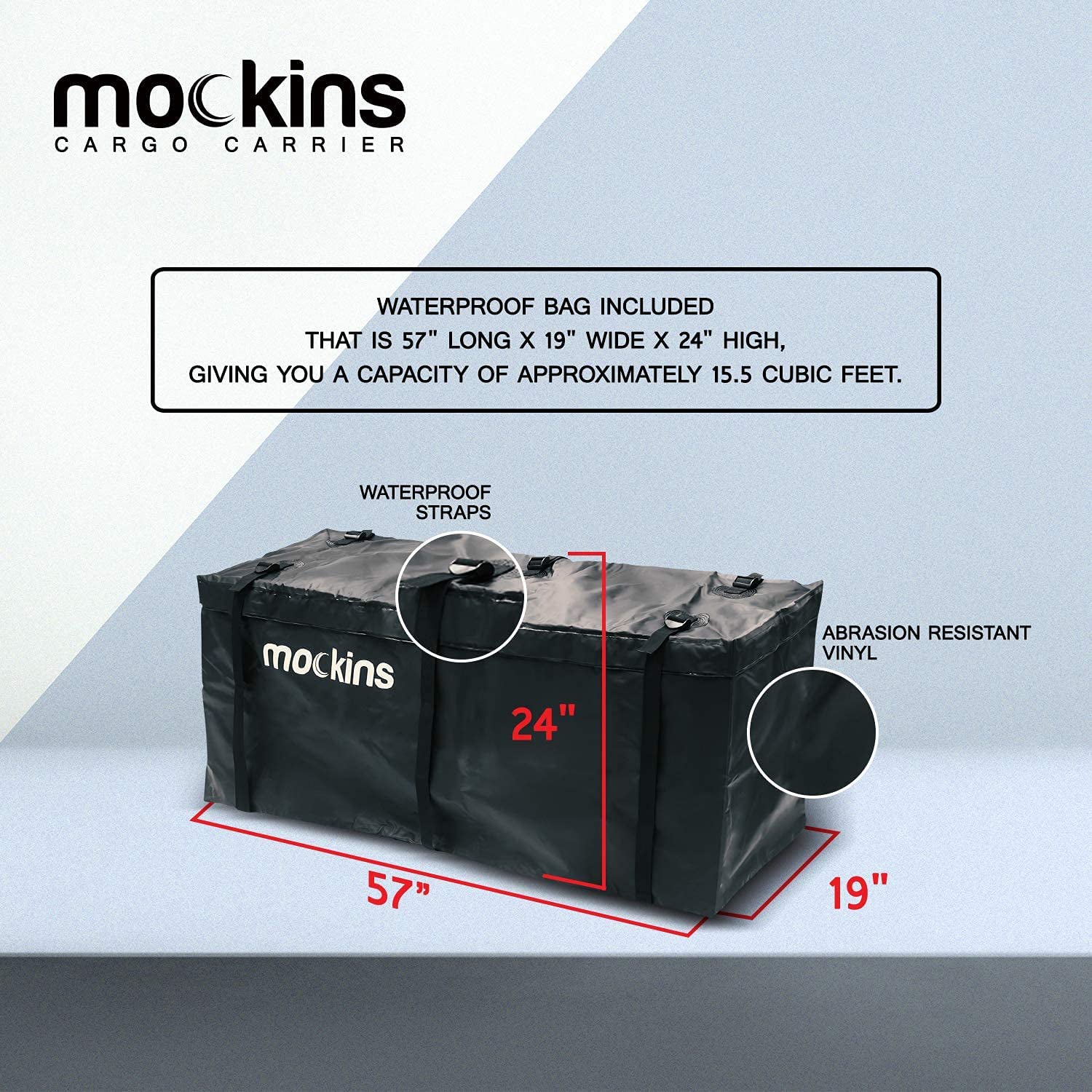Mockins 60 x 20 Inch Hitch Mount Cargo Carrier w/ Bag, Stabilizer, Straps, & Net (Refurbished)