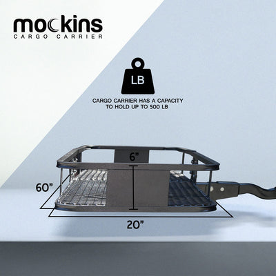 Mockins 60 x 20 Inch Hitch Mount Cargo Carrier w/ Bag, Stabilizer, Straps, & Net (Refurbished)