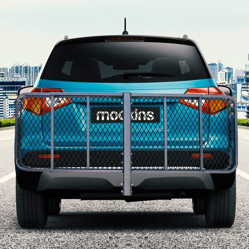 Mockins 60 x 20 x 6" Hitch Mounted Cargo Carrier w/ Bag, Stabilizer(For Parts)