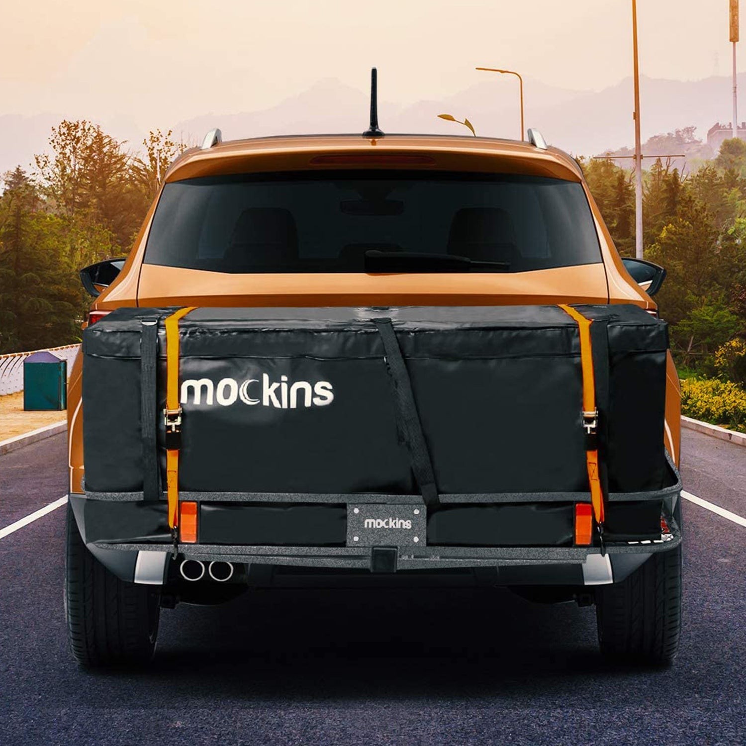 Mockins 60 x 20 Inch Hitch Mount Cargo Carrier w/ Bag, Stabilizer, Straps, & Net (Refurbished)