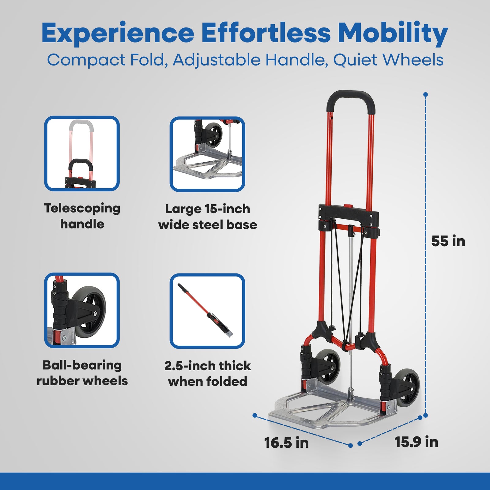 Magna Cart Personal MCI Folding Steel Hand Truck, 160 Pound Capacity (Open Box) - VMInnovations