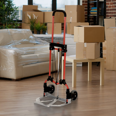 Magna Cart Personal MCI Folding Steel Hand Truck, 160 Pound Capacity, Red/Silver - VMInnovations