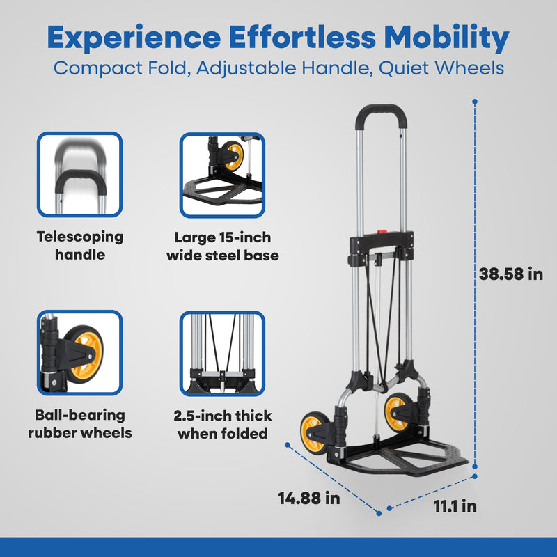 Magna Cart160lb Capacity Extendable Folding Hand Truck Dolly Cart (Open Box)