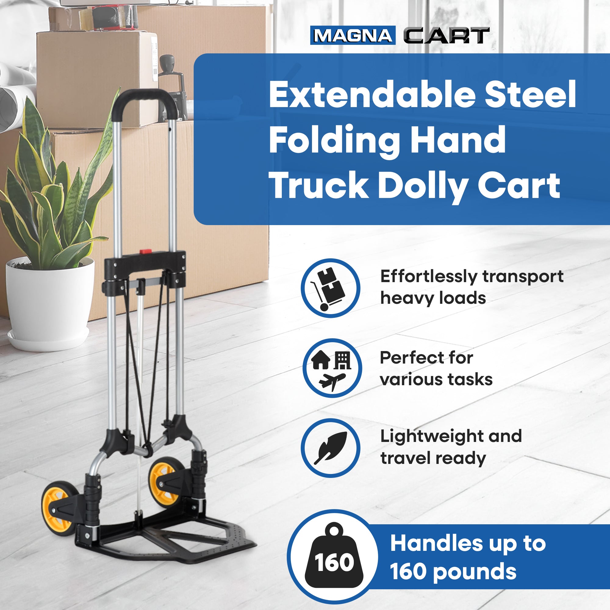 Magna Cart Ideal 160lb Capacity Extendable Folding Hand Truck Dolly Cart (Used) - VMInnovations