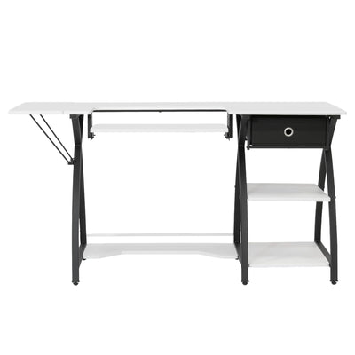 Sew Ready Comet Plus Hobby Sewing Table with Storage Drawer and Shelves, Black - VMInnovations