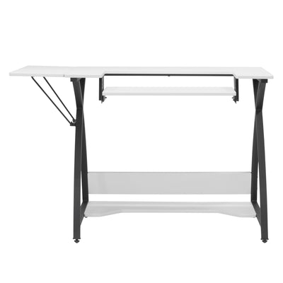 Sew Ready Comet Plus Hobby and Sewing Table with Side & Lower Shelf, Black/White