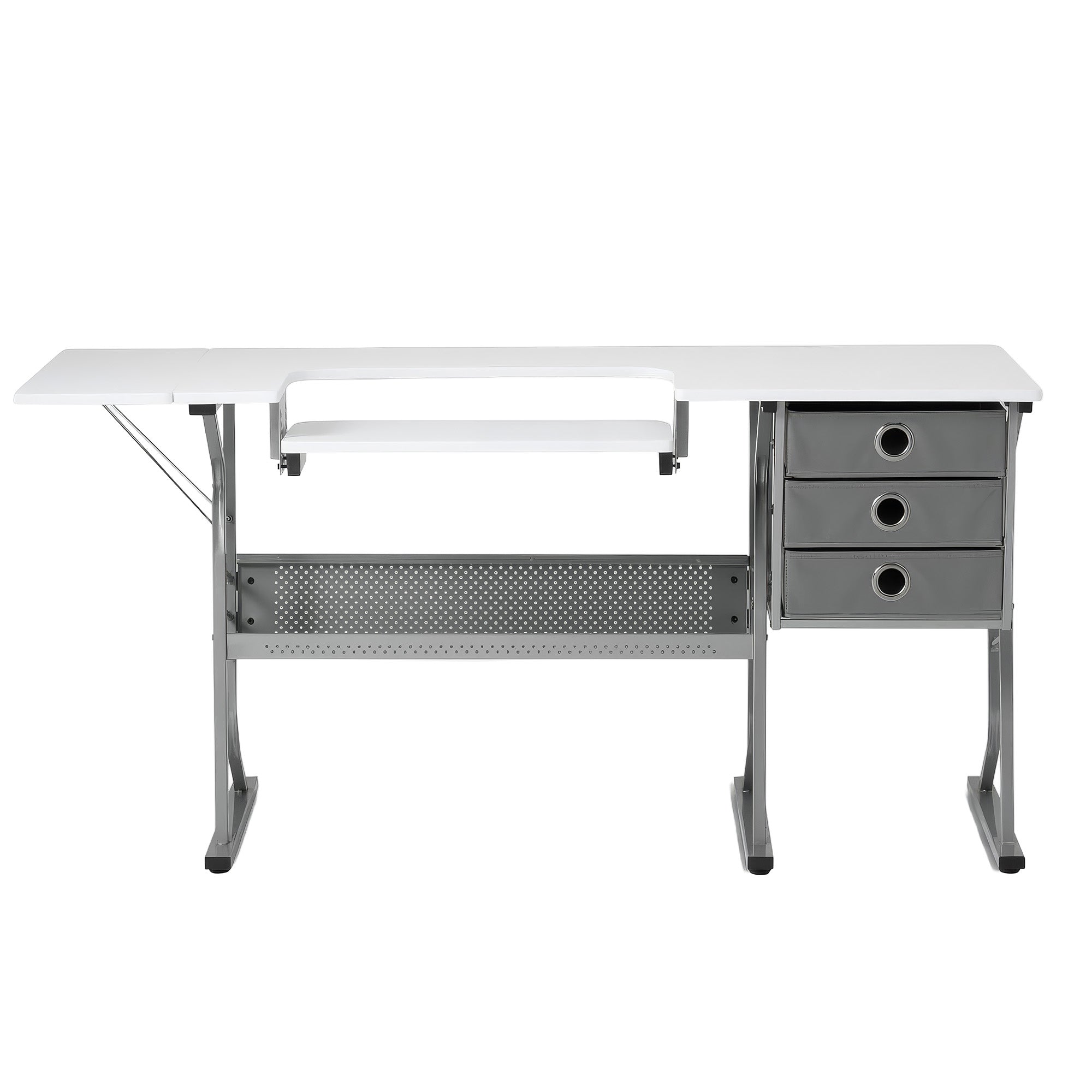 Studio Designs Eclipse Ultra Sewing Machine Craft Table Cabinet, Grey/White - VMInnovations