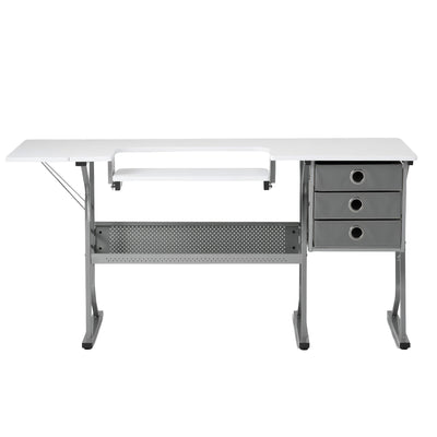 Studio Designs Eclipse Ultra Sewing Machine Craft Table Cabinet, Grey/White - VMInnovations