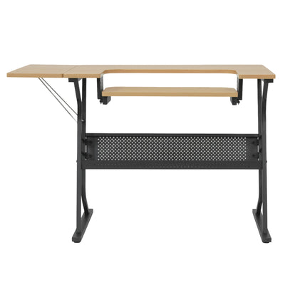 Sew Ready Eclipse Hobby Sewing Table with Storage Drawer and Shelves, Maple