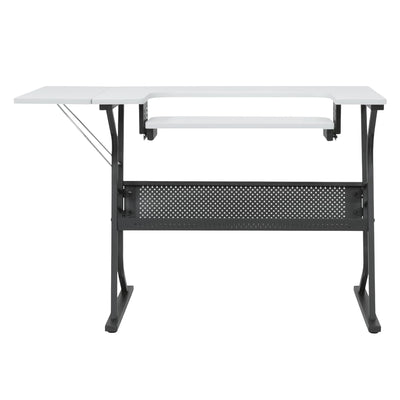 Sew Ready Eclipse Hobby Sewing Table with Storage Drawer and Shelves, Black