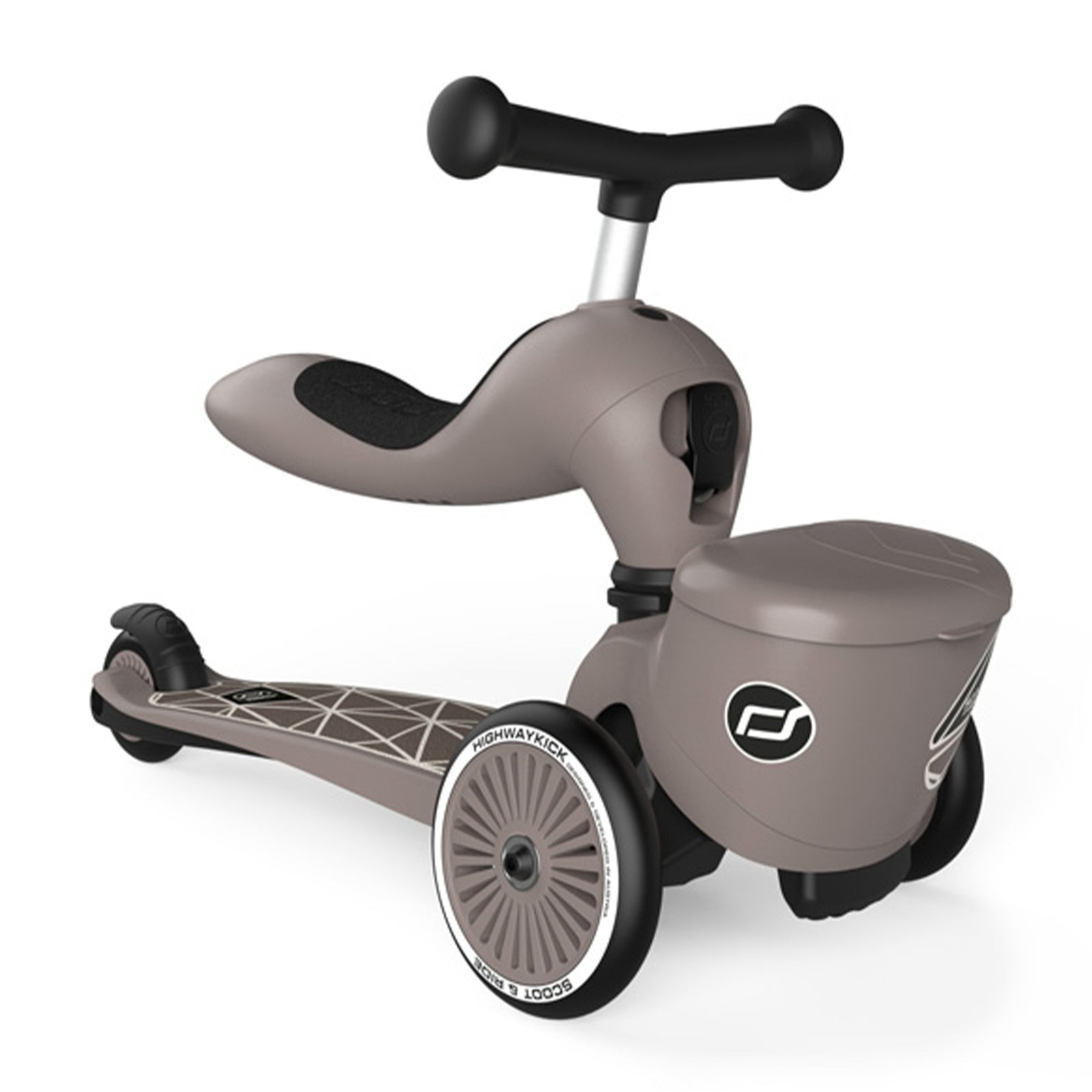 Scoot & Ride 2-in-1 Kids Scooter with Basket, Highwaykick 1 Lifestyle, Brown - VMInnovations
