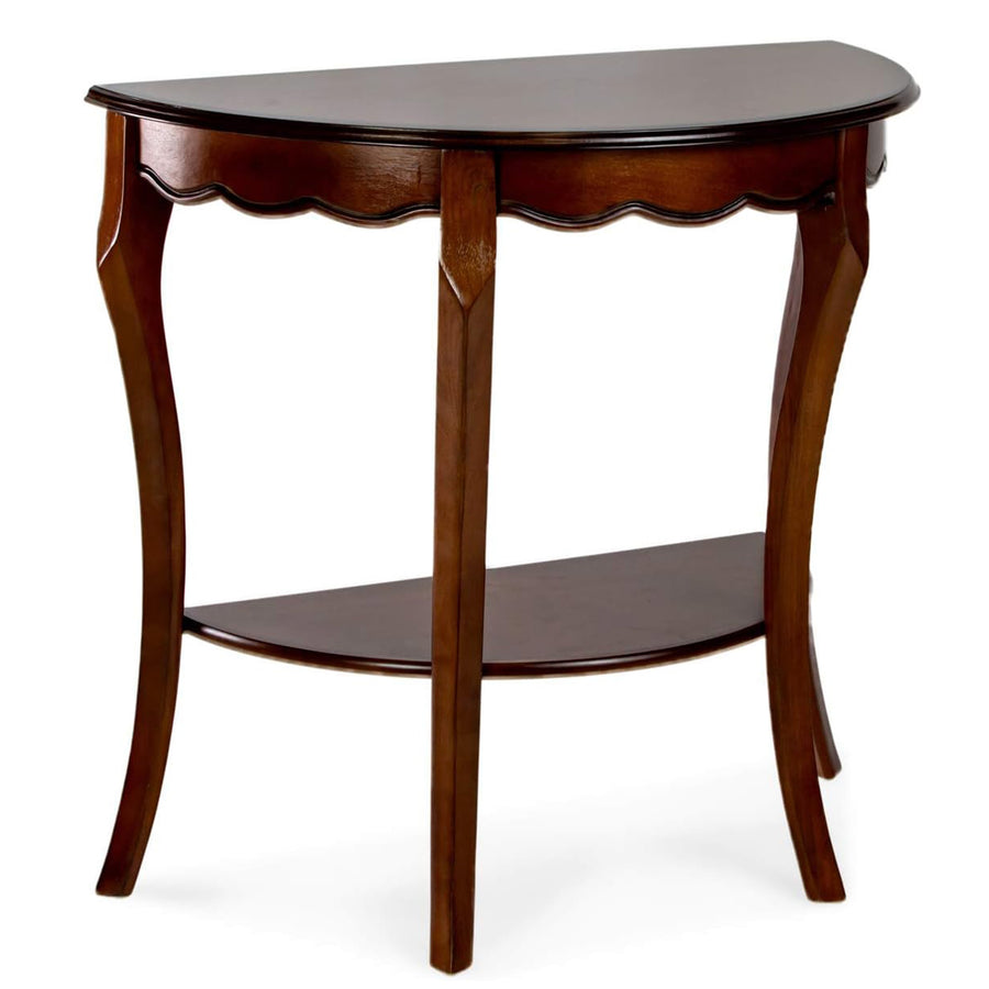 All Things Cedar Wood Half Moon Console Table w/ Storage Shelf, Cherry(Open Box) - VMInnovations