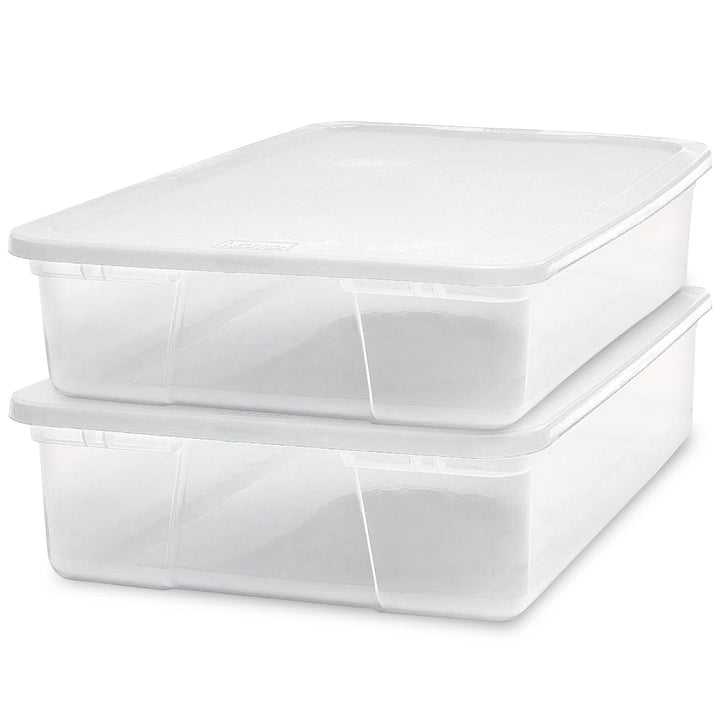 Homz 28 Qt Snaplock Clear Plastic Storage Container Bin with Secure Lid, 2 Pack