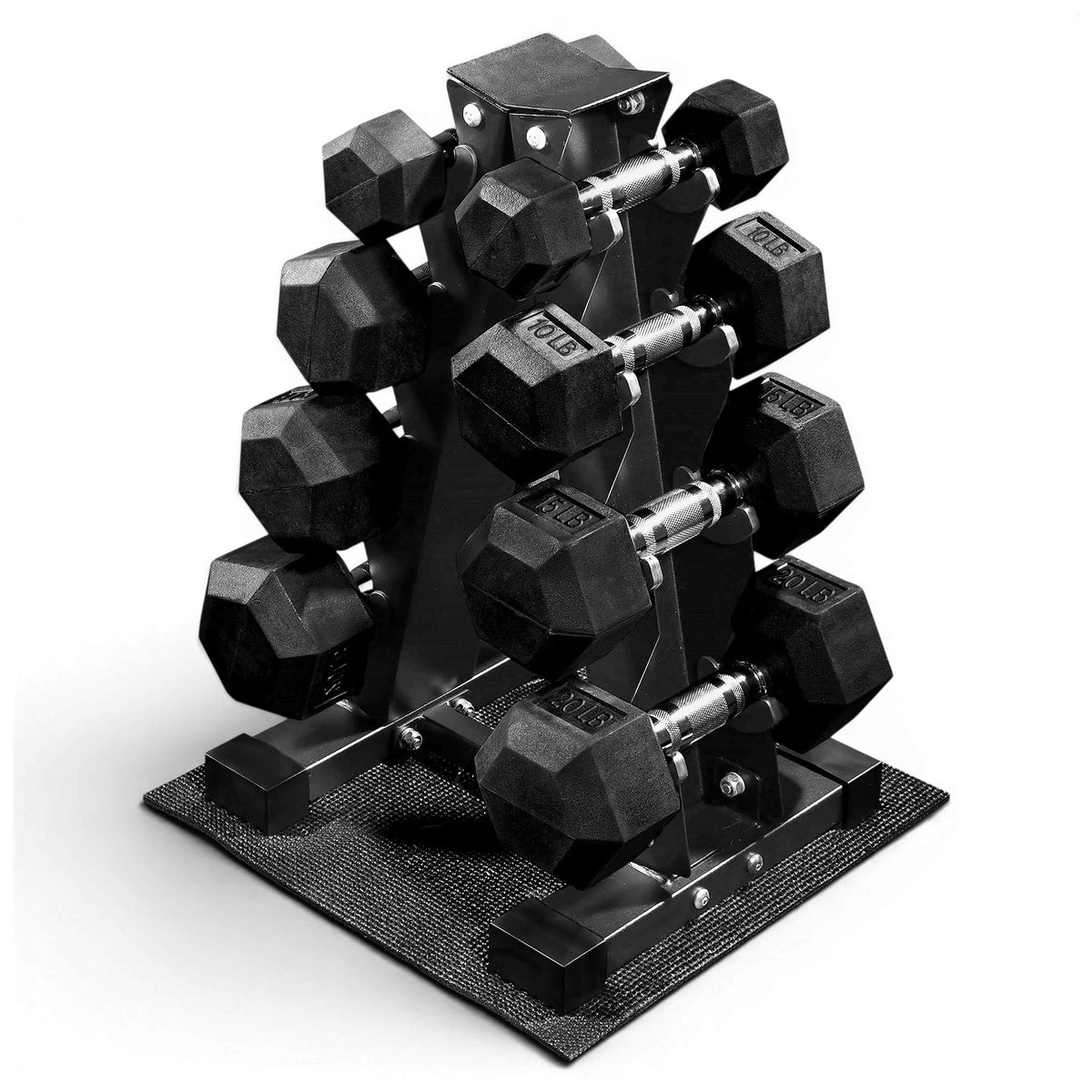 BalanceFrom Dumbbell Set w Stand, Rubber Encased Home Gym Hand Weights(Open Box)