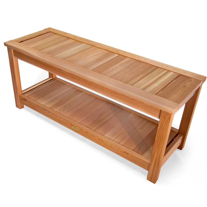 All Things Cedar 44” Wood Sauna Bench, Indoor Outdoor Seating, Natural(Open Box)