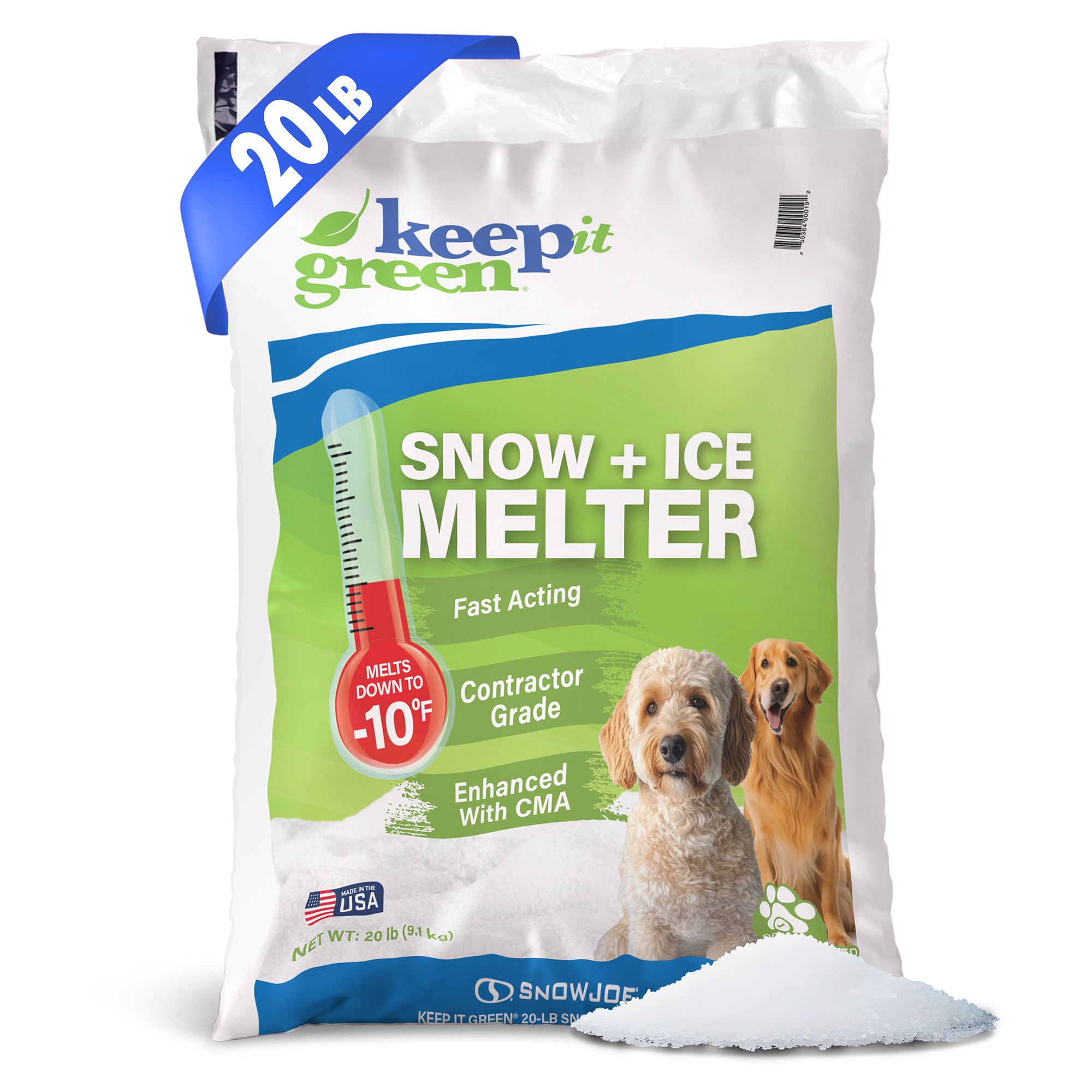 Snow Joe Keep It Green Snow & Ice Melter, Salt Pellets with Green Tint - 20 Lb Bag - Ice Remover for Driveway, Concrete, Sidewalk, and Outdoor Spaces - VMInnovations