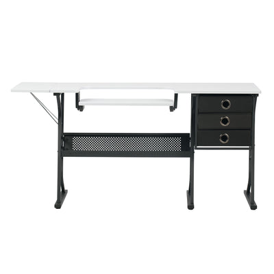 Sew Ready Eclipse Hobby Sewing Table with Storage Drawer and Shelves, Black