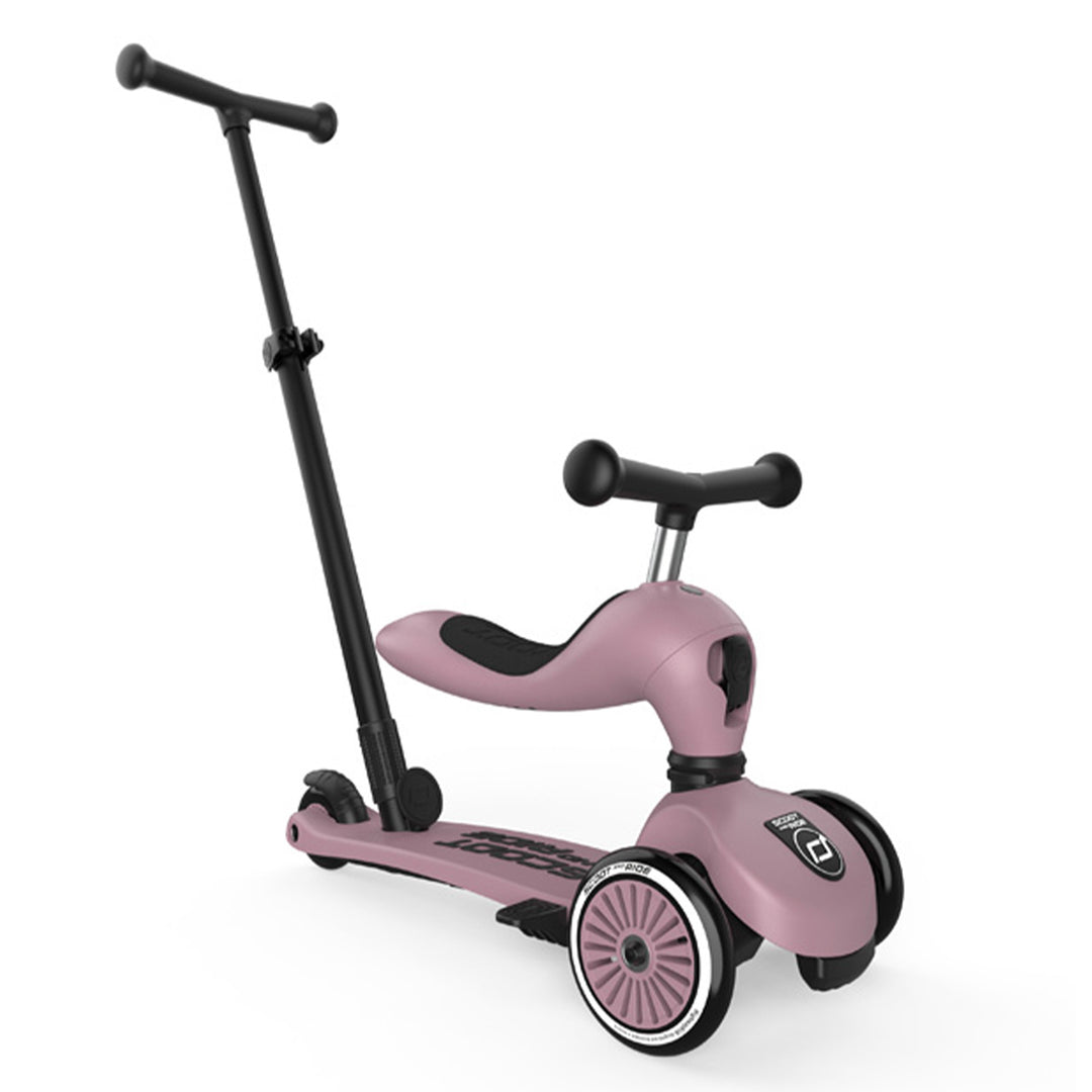 Scoot & Ride 2-in-1 Kids Scooter w/ Push Bar, Highwaykick 1 Push & Go, Wildberry