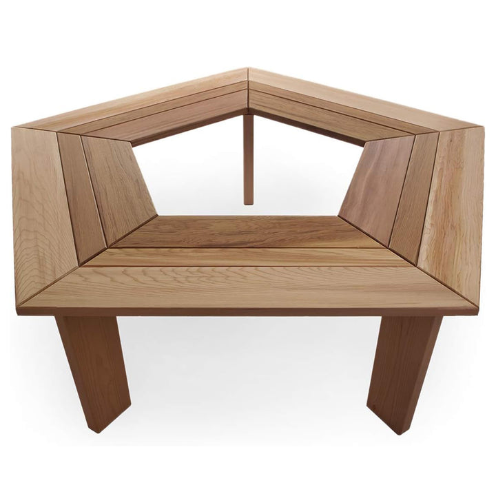All Things Cedar 52” Wood Tree Bench 5 Side Wrap Around Outdoor Seating, Natural - VMInnovations