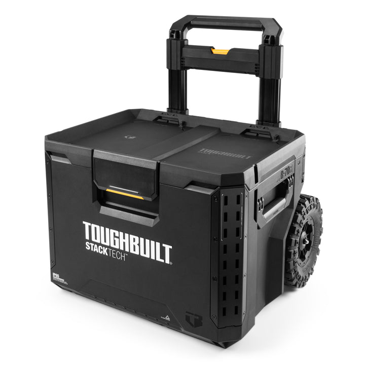 ToughBuilt Portable 2-in-1 Rolling Tool Box, Wheels & Stackable, Black(Open Box)