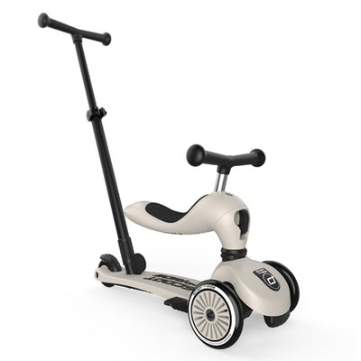 Scoot & Ride 2-in-1 Kids Scooter with Push Bar, Highwaykick 1 Push & Go, Ash - VMInnovations