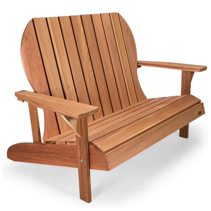 All Things Cedar 54” Wood Adirondack Loveseat Chair Outdoor Patio Seat, Natural