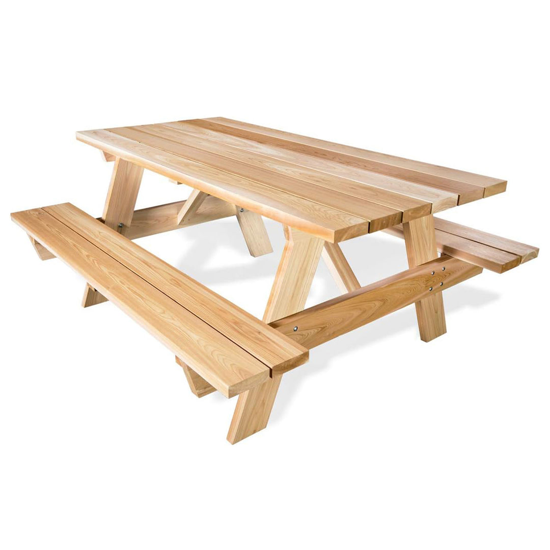 All Things Cedar 6-Ft Outdoor Picnic Table, Handcrafted Wooden Patio Bench Set