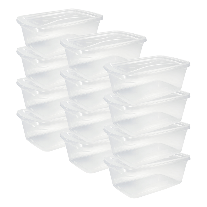 Rubbermaid 6 Qt Clear Plastic Indoor Storage Tub Tote Container & Lid, 12 Pack