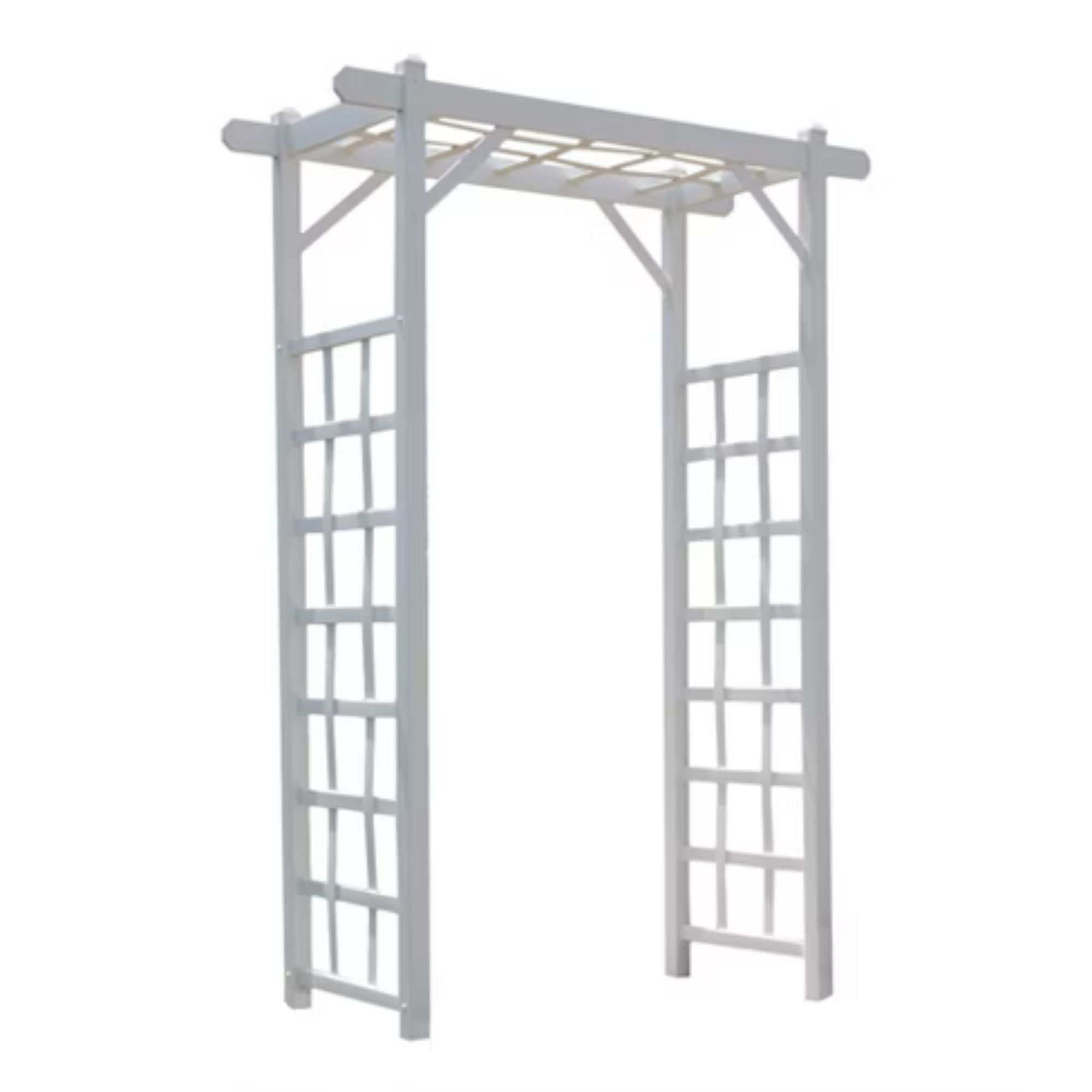 Dura-Trel Elmwood 57" x 84" PVC Garden Arch Lattice Trellis, Mocha (For Parts)