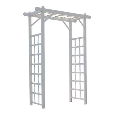 Dura-Trel Elmwood 57" x 84" PVC Garden Arch Lattice Trellis, Mocha (For Parts)