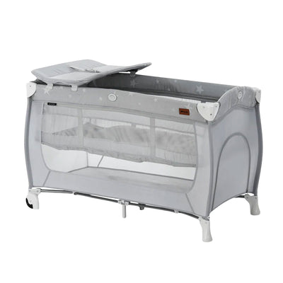 hauck Sleep N Play Center Portable Travel Cot w/Bassinet & Playpen, Stars Grey