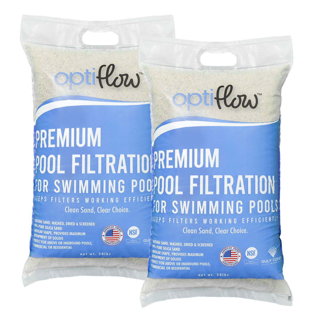 OptiFlow 50Lb Premium Pool Filtration Angular Sand w/Pure Silica Formula, 2 Pack - VMInnovations