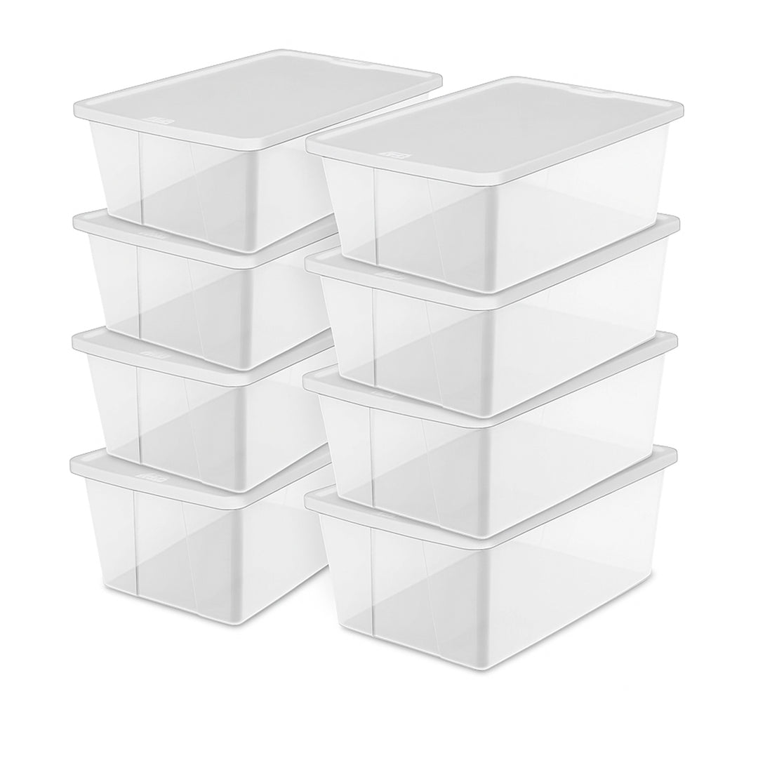 Homz 12 Qt Snaplock Clear Plastic Storage Container Bin with Secure Lid (8 Pack)