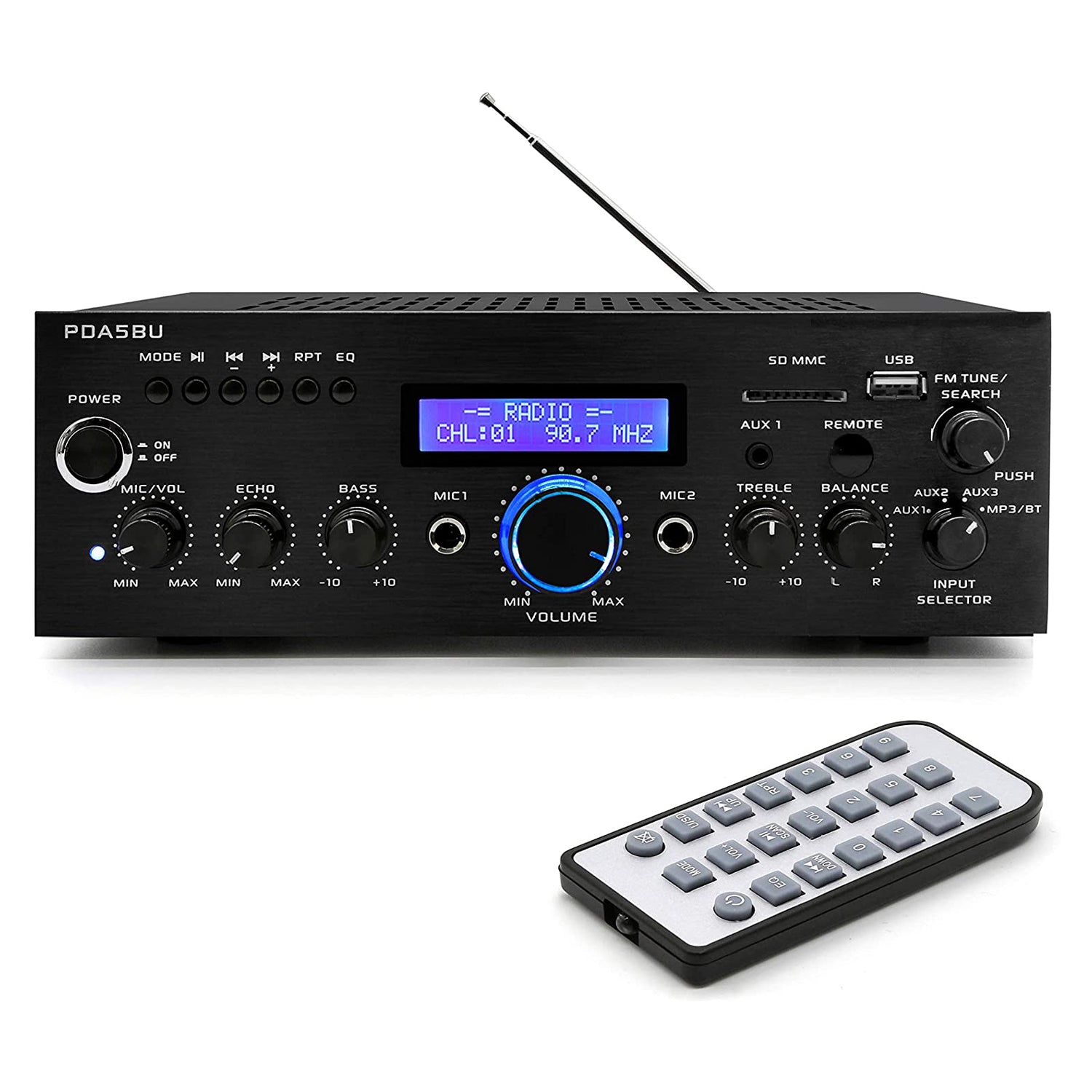 Pyle Home 200 Watt AM/FM AUX/USB Bluetooth Home Stereo Amplifier System (2 Pack) - VMInnovations