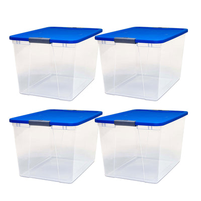 Homz 64 Qt Secure Latch Large Clear Stackable Storage Container Bin (4 Pack)