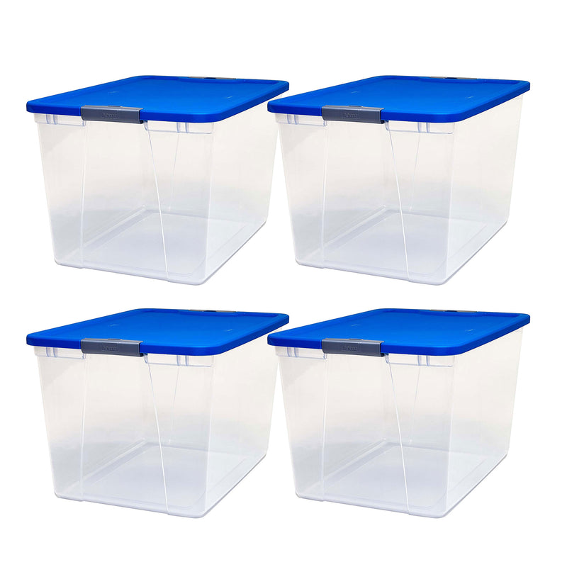 Homz 64 Qt Secure Latch Large Clear Stackable Storage Container Bin (4 Pack)