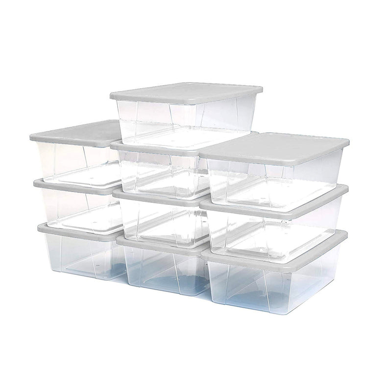 Homz 6 Qt Multipurpose Plastic Storage Containers with Latching Lid, (10 Pack)