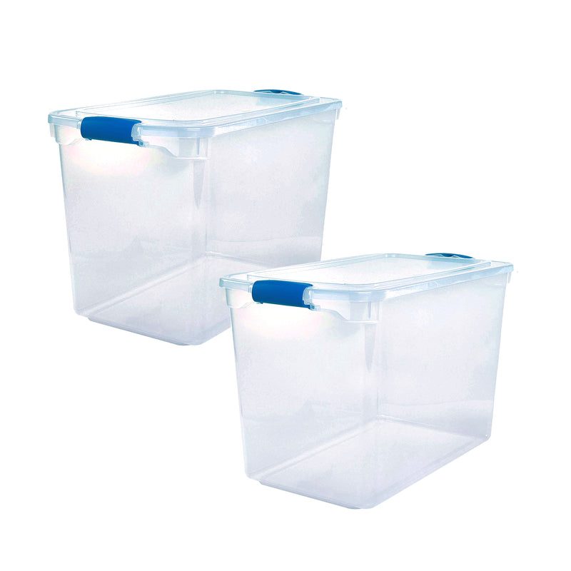 Homz 112 Quart HD Clear Plastic Stackable Storage Containers, 2 Pack (Open Box)