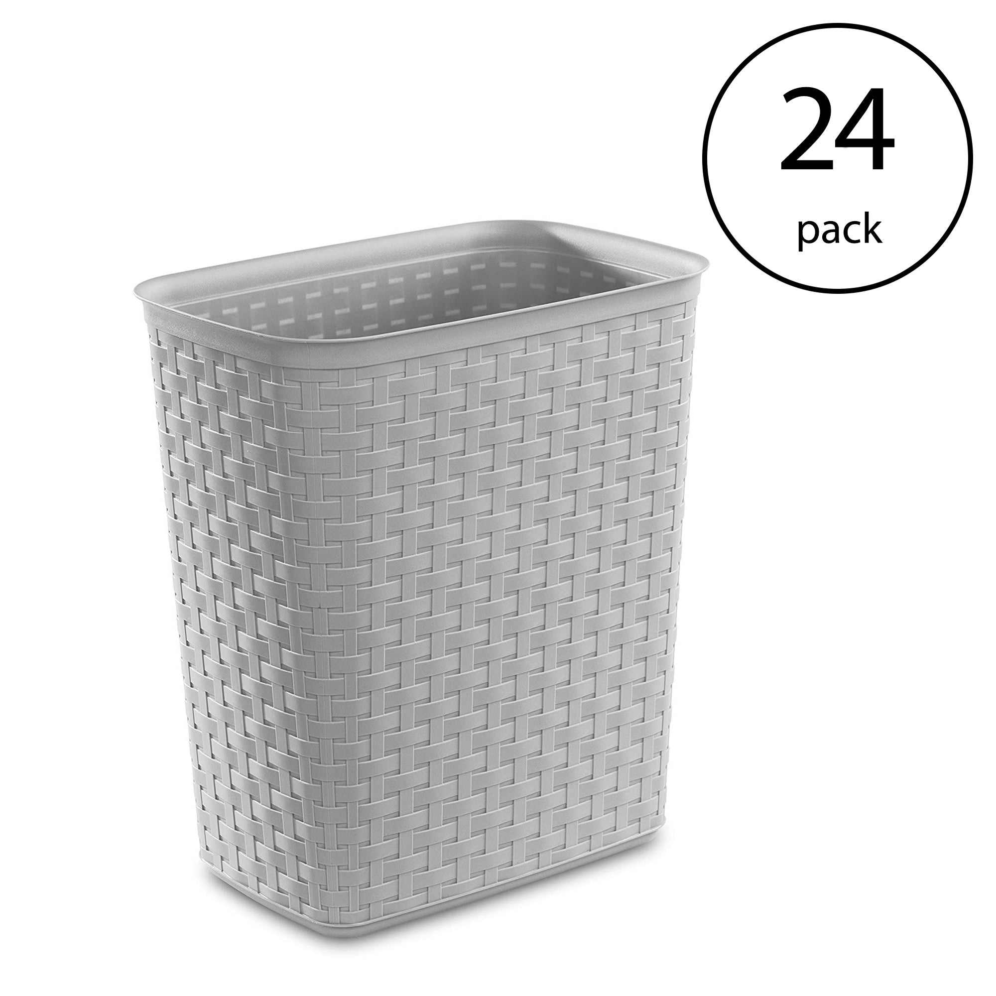 Sterilite Weave 5.8 Gallon Plastic Home/Office Wastebasket Trash Can (24 Pack)