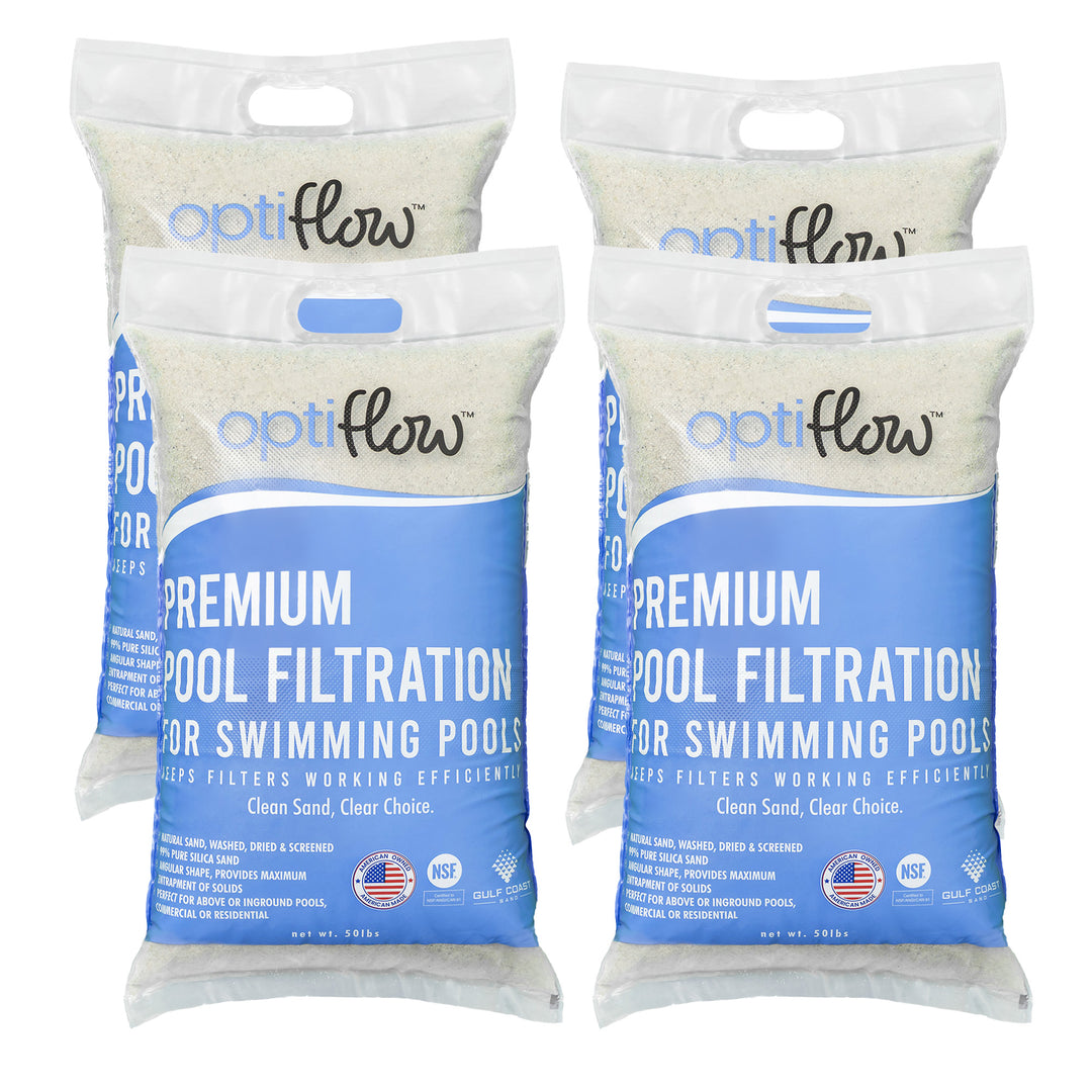 OptiFlow 50Lb Premium Pool Filtration Angular Sand w/Pure Silica Formula, 4 Pack