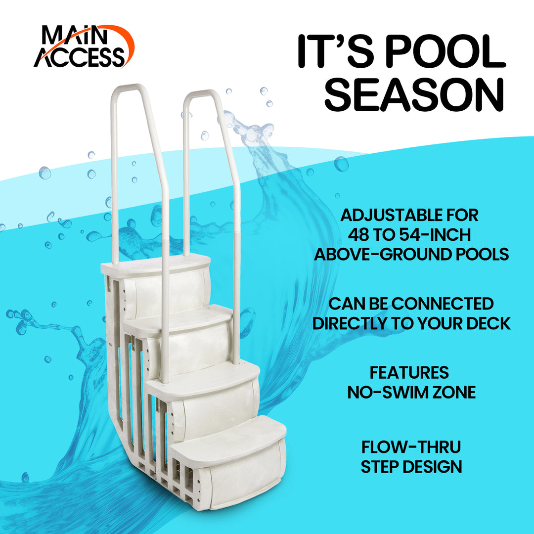 Main Access 26" iStep AboveGround Pool Step Ladder Entry System Taupe(For Parts)