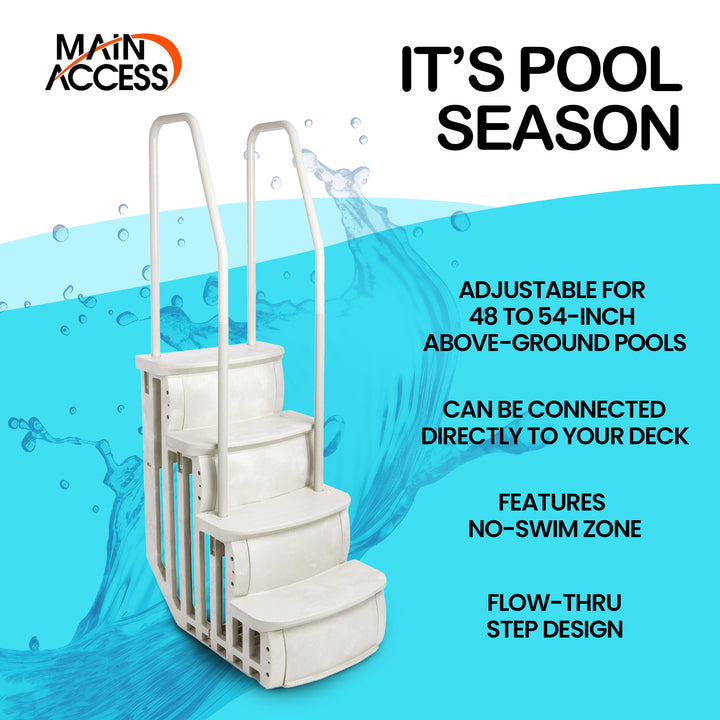 Main Access 200601T 26" iStep Above Ground Pool Step Ladder Entry System, Taupe - VMInnovations