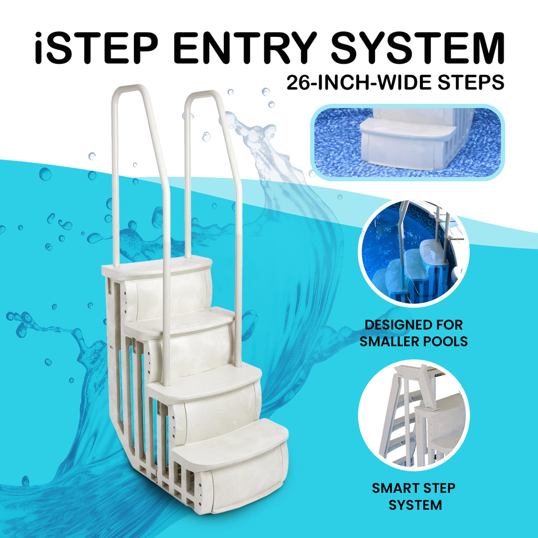 Main Access 26" iStep AboveGround Pool Step Ladder Entry System Taupe(For Parts)
