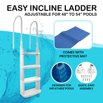 Main Access 200200 Easy Incline Above Ground In-Pool Swimming Pool Ladder w/ Mat - VMInnovations