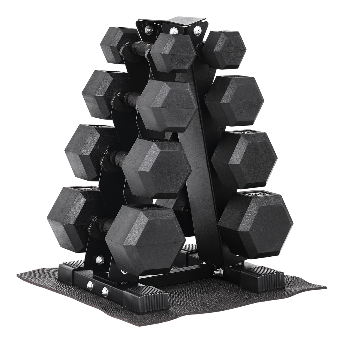 Aurorafy Rubber Encased Training Hex Dumbbell Set, 5lb, 10lb, 15lb, 20lb Pairs