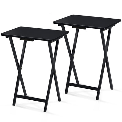 PJ Wood Folding TV Tray, Collapsible Portable Snack Tables, Black, 2PC(Open Box) - VMInnovations